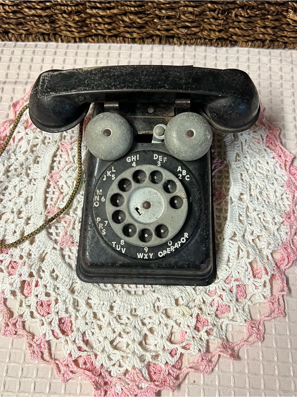 Vintage 1940s Steel Stamping Co. Black Metal Toy Rotary Telephone – Rare